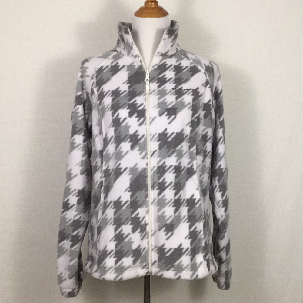 Columbia houndstooth fleece full zip jacket